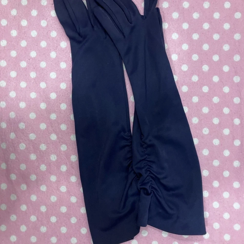 Vintage Ruched Gloves navy blue